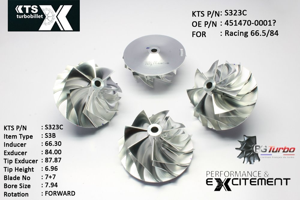 Turbo ROUE FORGÉE MFS PERFORMANCE - 7+7 PALES - INDUCER : 66,3 - EXDUCER : 84 - TYPE : S3B
